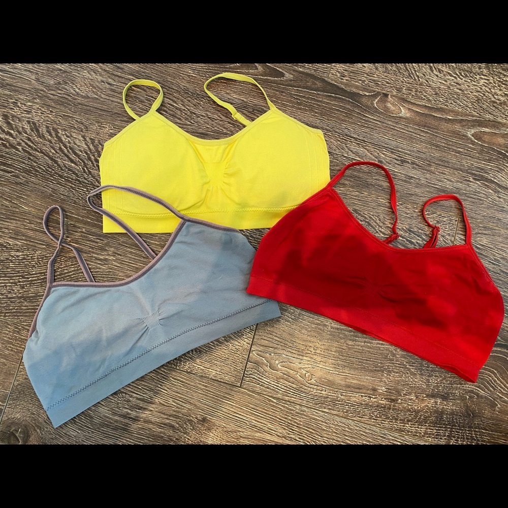 Light support sports bra bundle red, yellow & gray